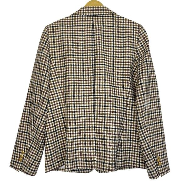 Brooks Brothers Red Fleece Wool Blazer Jacket Size 12 Houndstooth Gold Buttons - Picture 3 of 12